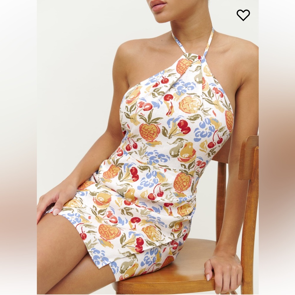 Reformation Dory linen dress in Citrus Punch